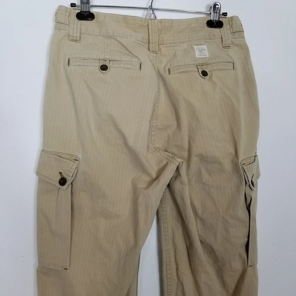 VTG Polo Ralph Lauren Men Cargo Wide Leg Pants Sz 32 x 32 Beige‎ Canvas Y2K